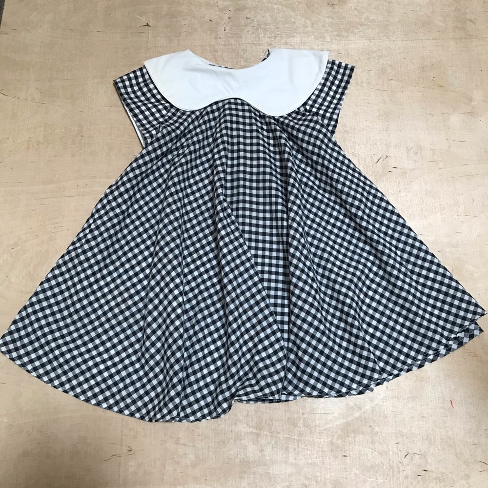 Vintage Plaid Little Star Black White Dress Kids Size 5